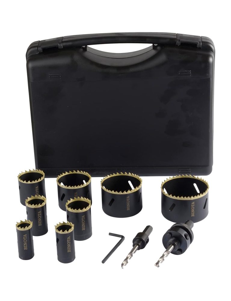 BINOTA Scie Cloche Bi-Métal M42, Kit 22-68 mm, pour Métal, Bois, Contreplaqué, PVC, Panneau de Fibres, Plaques de Plâtre, Ensemble 22 25 29 35 40 51 60 68mm