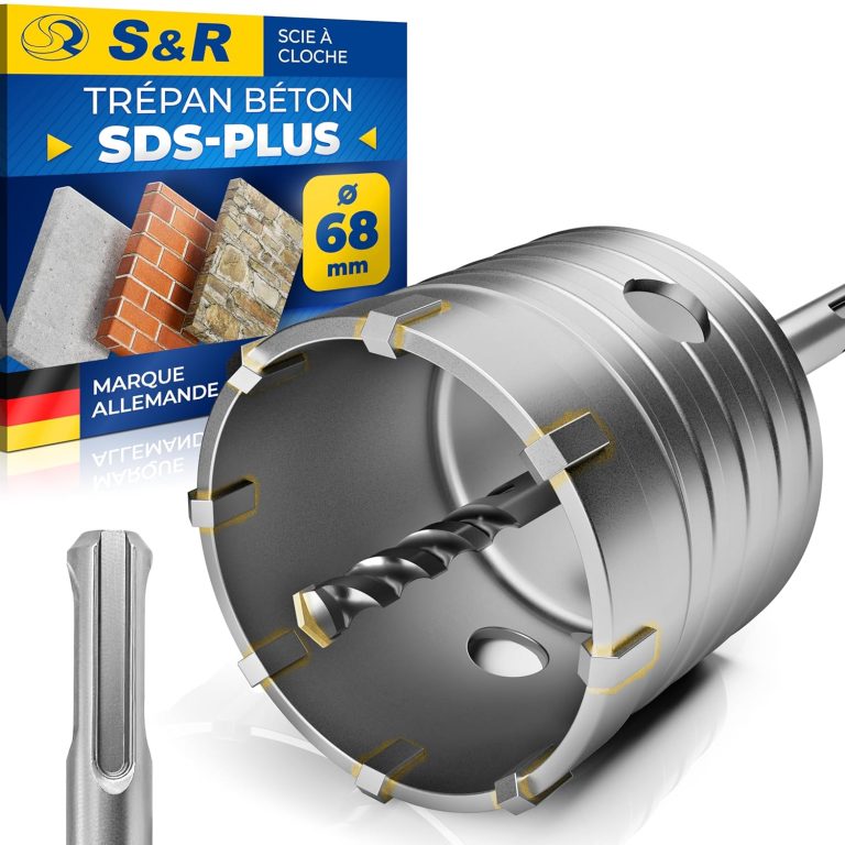 S&R Scie Cloche Trépan Béton 68 mm SDS Plus, couronne carotteuse pour maçonnerie