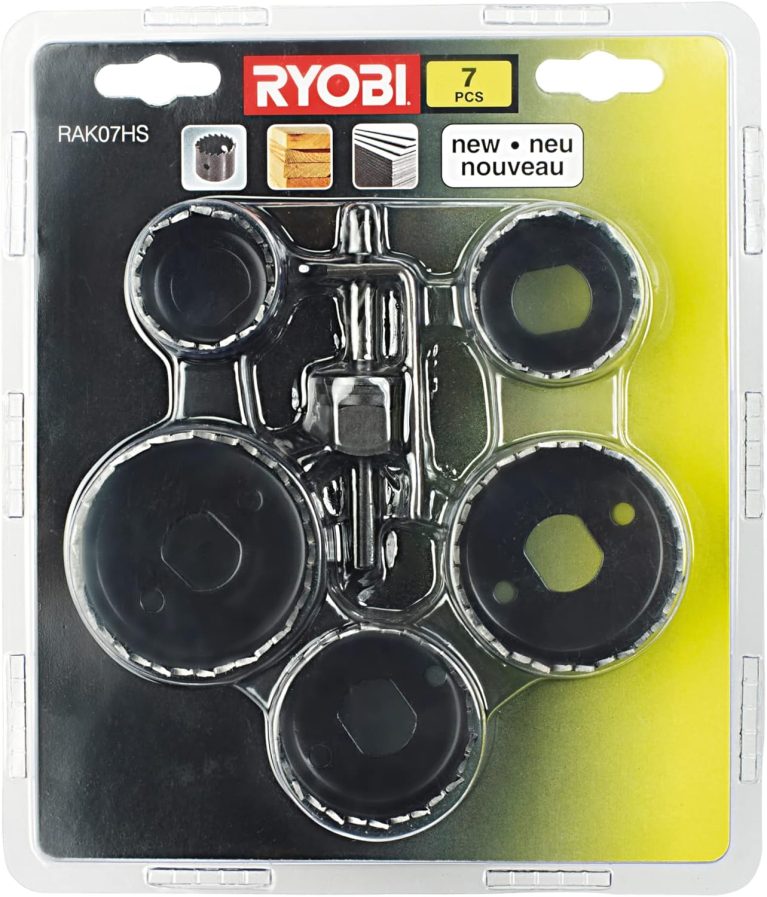 RYOBI Kit 7 Scies Cloches Bois RAK07HS - Ø32 à 54mm - Foret Centreur Inclus